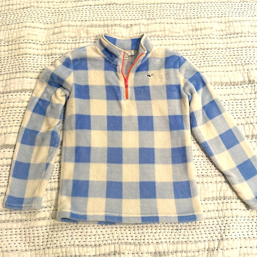 Vineyard Vines Fuzzy Fleece Pullover 3/4 Zip Girls L (14)